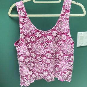 Pink TopShop Lacy Floral Crop Top! Size 8 Like New